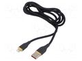 Cable; USB 2.0; Apple Lightning plug,USB A plug; 1.5m; black GEMBIRD CC-USB2S-AM8PM1.5B