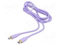 Cable; USB 2.0; USB C plug,both sides; 1.5m; violet; 480Mbps; 60W GEMBIRD CC-USB2S-CMCM1.5P