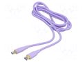 Cable; USB 2.0; USB C plug,both sides; 1.5m; violet; silicone GEMBIRD CC-USB2S-CMCM1.5P