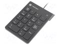 Keyboard; black; USB A; numeric,wired; PnP; Len: 1.5m NATEC NKL-2022