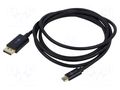 Cable; DisplayPort plug,USB C plug; PVC; 4K,HDCP,HDR,UHD 2160p GOOBAY GOOBAY-75704