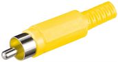 RCA plug, yellow - plastic version, with cable protector 11602