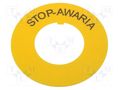 Warning plate; 30mm; Ømount.hole: 30.5mm; Ø: 60mm; PVC PROMET DR-STOP-FI30