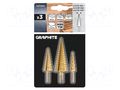 Drill set; step,conical; Ø: 4÷12mm,4÷20mm,4÷32mm; 3pcs. GRAPHITE 54T300