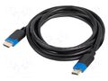 Cable; HDMI plug,both sides; PVC; 3m; black; 30AWG; Core: CCS LANBERG CA-HDMI30CC-0030BK