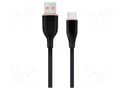 Cable; USB 2.0; USB A plug,USB C plug; 1.5m; black; silicone; 2.1A GEMBIRD CC-USB2S-AMCM1.5BK