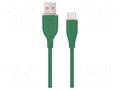 Cable; USB 2.0; USB A plug,USB C plug; 1.5m; green; 480Mbps; 2.1A GEMBIRD CC-USB2S-AMCM1.5G