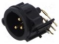 Connector: XLR; socket; male; PIN: 3; angled 90°; THT; black; 6A NEUTRIK NTR-NC3MAH-0