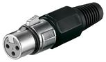 Microphone Jack, 3 Pin, 3 Pin, black - Black housing with screw cap and gold-plated contacts 11755