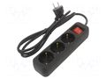 Extension lead; 3x1mm2; Schuko; Sockets: 3; rubber; black; 1.5m; 10A LANBERG PS1-03F-0150-BK