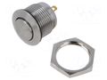 Switch: vandal resistant; Pos: 2; SPST; 0.1A/48VDC; IP67; OFF-(ON) DECA SwitchLab Inc. F12S1-1210NDS000
