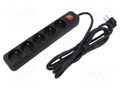 Extension lead; 3x1mm2; Sockets: 5; rubber; black; 1.5m; 10A LANBERG PS1-05E-0150-BK