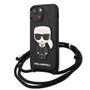 Karl Lagerfeld KLHCP13SCMNIPK iPhone 13 mini 5,4 &quot;hardcase black / black Leather Monogram Patch and Cord Iconik, Karl Lagerfeld 3666339049881 3666339049881