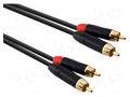 Cable; RCA plug x2,both sides; 9m; black; PVC REDS MUSIC AU1590BX