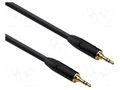 Cable; Jack 3.5mm plug,both sides; 2m; black; Øcable: 6mm; PVC REDS MUSIC AU1920BX