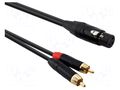 Cable; RCA plug x2,XLR female 3pin; 0.3m; black; PVC REDS MUSIC AU5003BX
