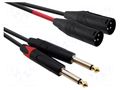 Cable; Jack 6,3mm plug x2,XLR male 3pin x2; 20m; black; PVC REDS MUSIC AU55200BX