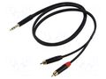 Cable; Jack 6,3mm plug,RCA plug x2; 1.5m; black; PVC REDS MUSIC AU1115BX