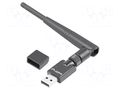 PC extension card: WiFi network; USB A plug; USB 2.0; black LANBERG NC-0150-WE