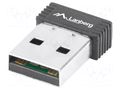 PC extension card: WiFi network; USB A plug; USB 2.0; black LANBERG NC-0150-WI
