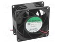Fan: DC; axial; 12VDC; 80x80x38mm; 193.52m3/h; 68.4dBA; ball; 24AWG SUNON PF80381B1-A9H