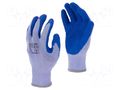 Protective gloves; Size: 8; blue-purple; latex,polyester; 12pcs. LAHTI PRO LAHTI-L210208W