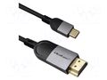 Cable; HDMI plug,USB C plug; PVC; 2m; black; 18Gbps QOLTEC QOLTEC-50438