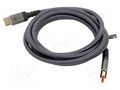 Cable; DisplayPort plug,both sides; textile; Len: 3m; black-grey GOOBAY GOOBAY-75686