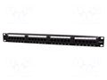 Patch panel; black; Number of ports: 24; Standard: 19"; Cat: 6; RACK GEMBIRD NPP-C624CM-001