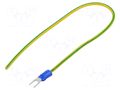 Cable with crimped terminals; H07V-K; 1.5mm2; yellow-green; fork CHEVAL M4WI-150YG025