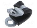 Fixing clamp; ØBundle : 8mm; W: 15mm; steel; Cover material: EPDM KALE CC-D1-08X15-W1EPDM