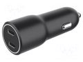 USB power supply; USB C socket x2; Sup.volt: 12÷24VDC; 40W; black GEMBIRD TAUCC2PD40CAR01