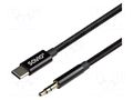 Cable; Jack 3.5mm plug,USB C plug; 2m; black; textile SAVIO SAVKABELCL-188
