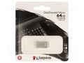 Pendrive; USB 3.2 Gen 1; 64GB; R: 200MB/s; silver; USB A KINGSTON TECHNOLOGY DTMC3G2/64GB