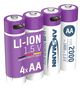 Аккумуляторы AA 1.5V 2000mAh (Li-Ion 3.26Wh), с USB-C пиковая выходная мощность DC 1.5V 2A (коробка 4шт) ANSMANN 1312-0036 4013674193974