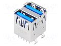 Connector: USB A; socket; on PCBs; THT; PIN: 9; straight; double MOLEX MX-48409-0003