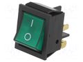 ROCKER; DPST; Pos: 2; OFF-ON; 16A/250VAC; green; neon lamp; 230V ORNO OR-AE-13179/G/B