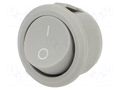 ROCKER; SPST; Pos: 2; OFF-ON; 6A/250VAC; grey; none; Body: grey; round ORNO OR-AE-13180/G