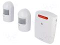 Wireless motion sensor; wall mount; IP44; 8m; 75°; Colour: white ORNO OR-MA-718