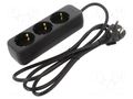 Extension lead; 3x1mm2; Schuko; Sockets: 3; rubber; black; 1.5m; 10A LANBERG PS0-03F-0150-BK
