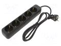 Extension lead; 3x1mm2; Schuko; Sockets: 5; rubber; black; 1.5m; 10A LANBERG PS0-05F-0150-BK