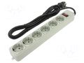 Plug socket strip: protective; Sockets: 6; 250VAC; 16A; grey; 3m GEMBIRD SPG6-B-10C