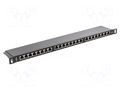 Patch panel; black; Number of ports: 24; Standard: 19"; Cat: 6; RACK LANBERG PPS6-0024-B