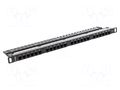 Patch panel; black; Number of ports: 24; Standard: 19"; Cat: 6; RACK LANBERG PPU6-0024-B