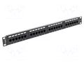 Patch panel; black; Number of ports: 24; Standard: 19"; Cat: 6; RACK LANBERG PPU6-1024-B