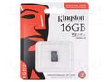 Memory card; industrial; microSDHC,microSDXC; R: 100MB/s; 16GB KINGSTON TECHNOLOGY SDCIT2/16GBSP