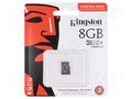 Memory card; industrial; microSDHC,microSDXC; R: 100MB/s; 8GB KINGSTON TECHNOLOGY SDCIT2/8GBSP