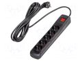 Plug socket strip: protective; Sockets: 5; 250VAC; 10A; black ARCON R5-5.0M-CZ