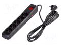 Plug socket strip: protective; Sockets: 5; 250VAC; 10A; black ARCON R5-3.0M-CZ