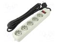 Plug socket strip: protective; Sockets: 5; 250VAC; 16A; white; 3m GEMBIRD SPG3-B-10C
